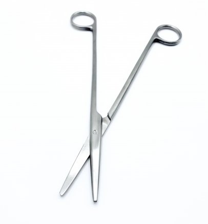 Ножиці по Metzenbaum, анатомічні, для розтину м'яких тканин, прямі, тупокінцеві. Довжина 18 см